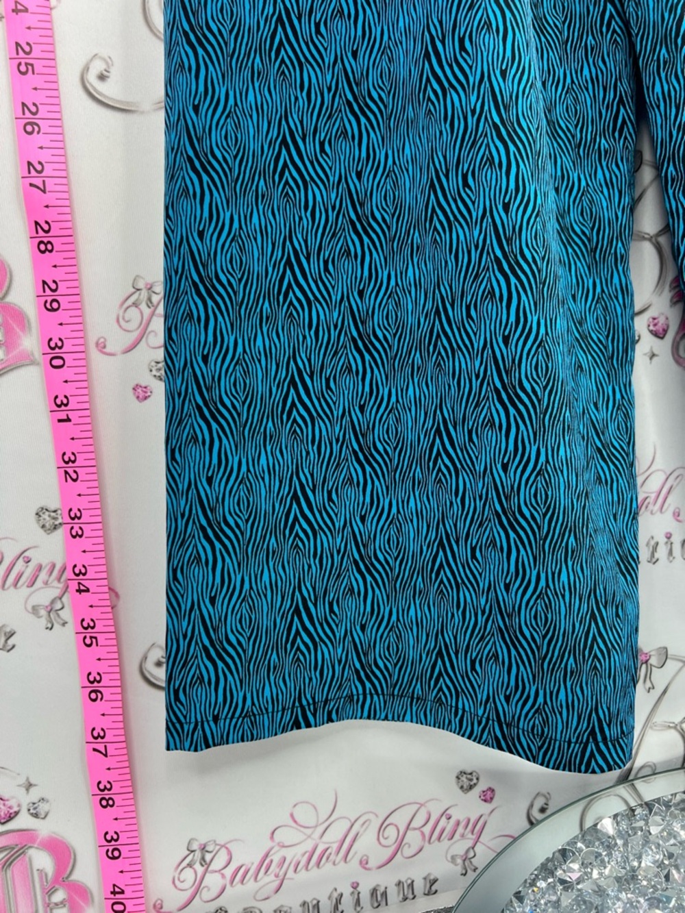 Pants wide leg psychedelic groovy Teal Patterned Wide-Leg Pants - Picture 3 of 7